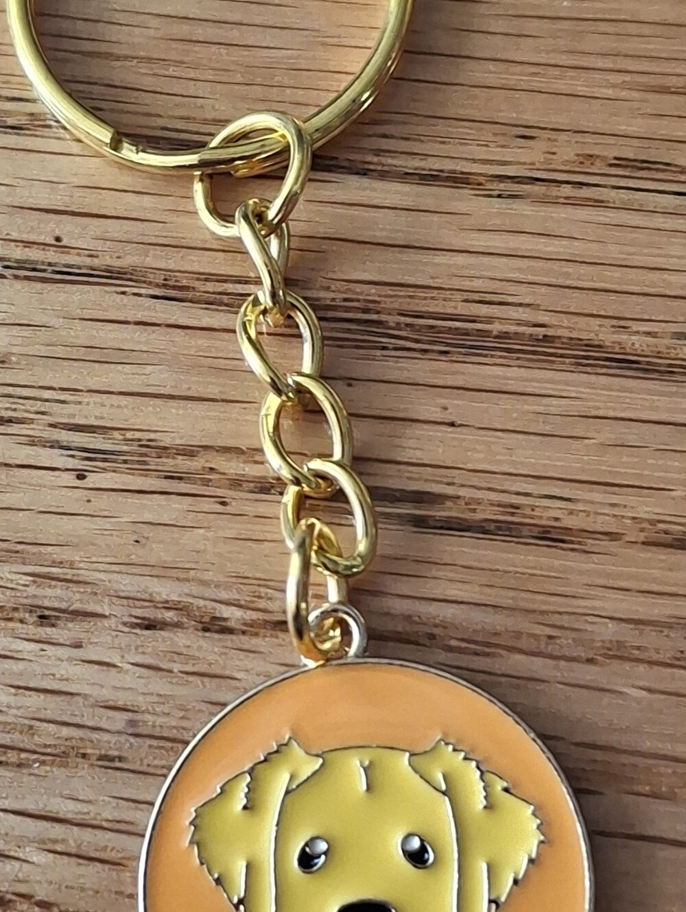 Golden Retriever Dog Enamel Keychain - Yellow and Orange